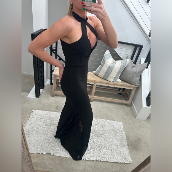 Windsor Black High Neck Gown with lace detail prom wedding black tie event M - Picture 5 of 16